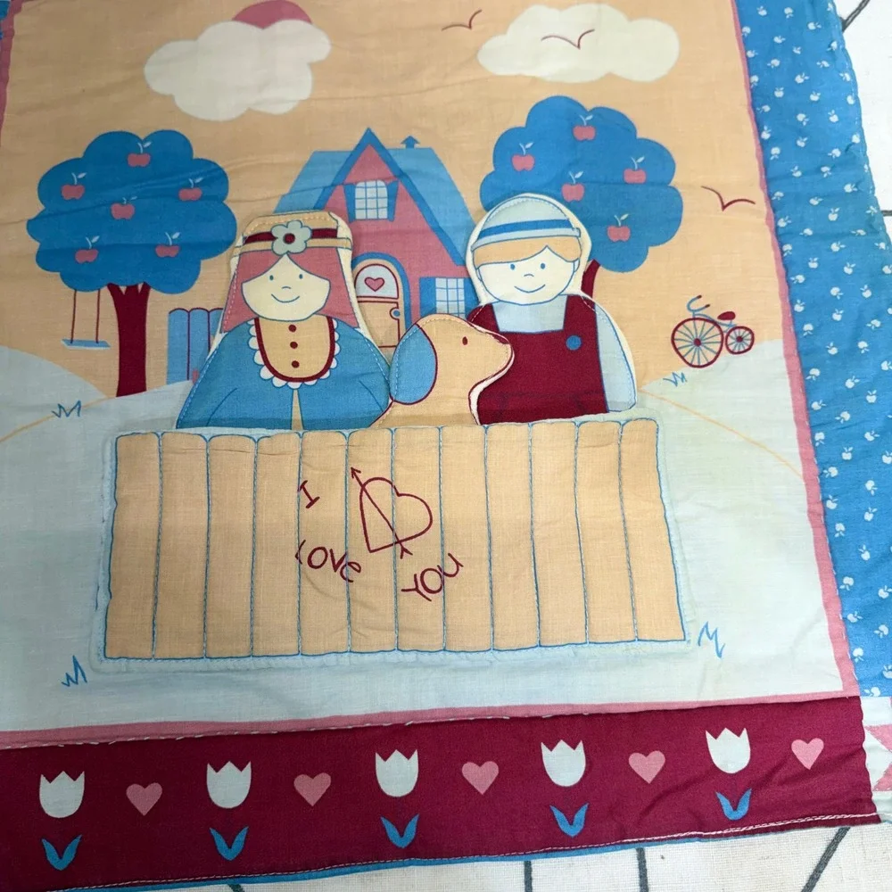 Unbranded Vintage Fabric Play Mat Set OS Multicolor Quilted Toy with‎ Characters